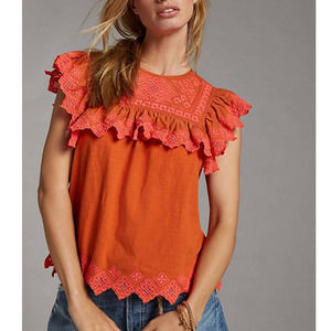 NWT Anthropologie Rica Embroidered Top